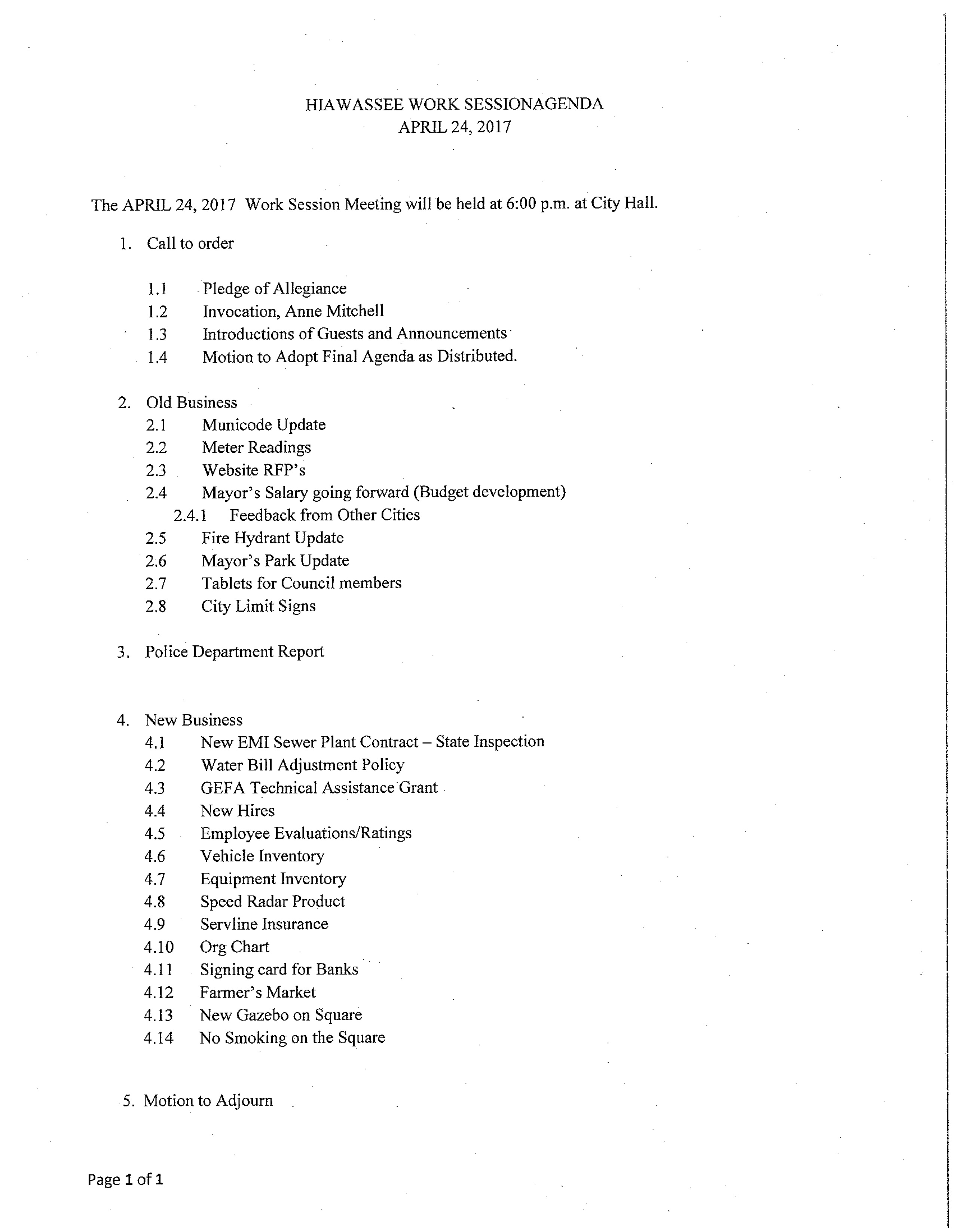 April 24 2017Work session Agenda and Minutes1