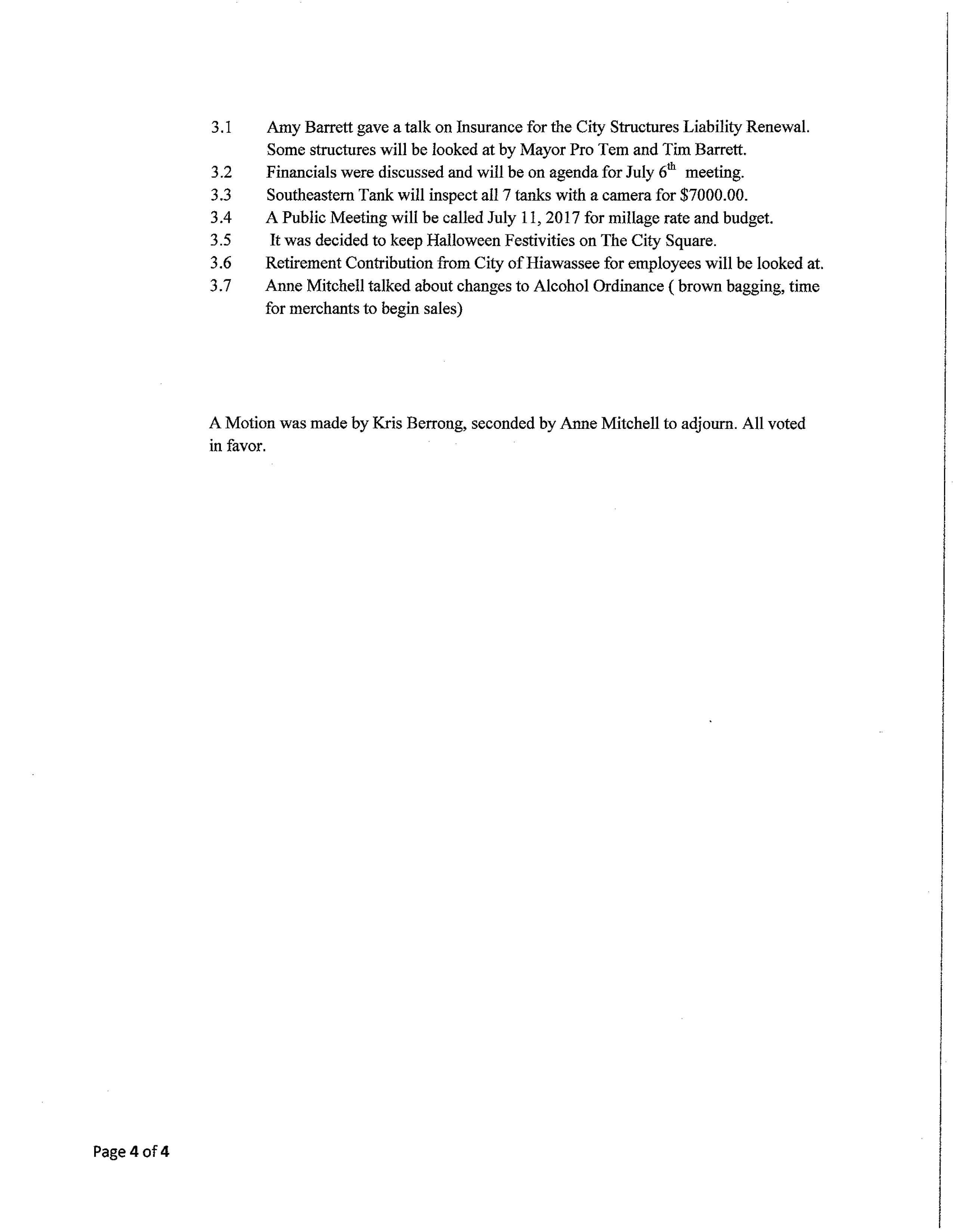 June 29 2017 Work session Agenda and Minutes5